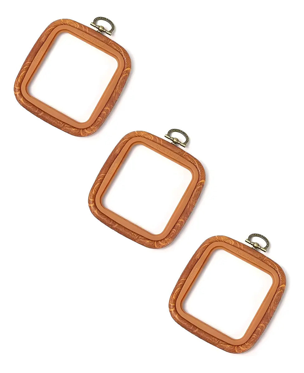 Set 3 Bastidores Para Bordado Imitación Madera 7x7.5cm