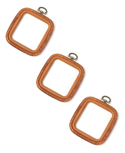 Set 3 Bastidores Para Bordado Imitación Madera 7x7.5cm