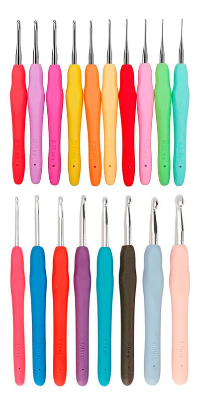 Set De 18 Crochet Con Mango De Silicona Ergonomico 0.5 A 8mm