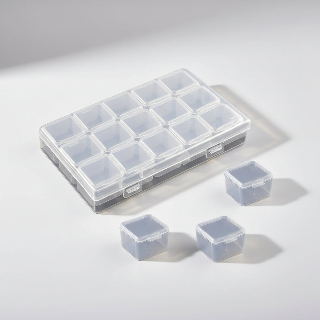 Caja Organizadora Con 15 Envases Para Mostacilla Accesorios