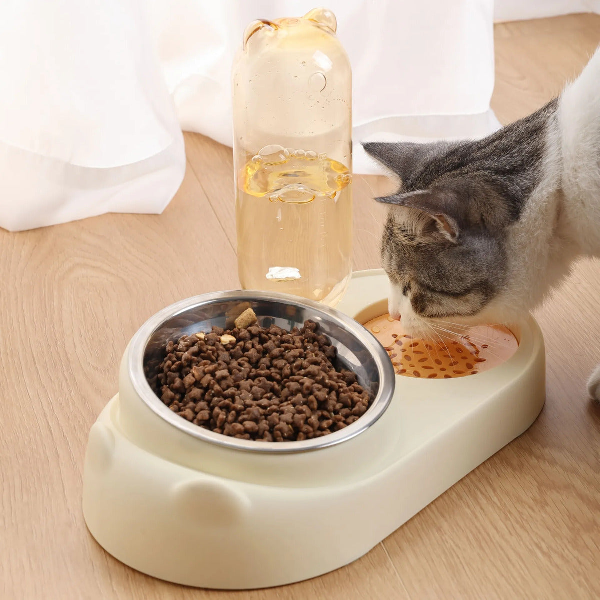 Plato Comedero Y Dispensador De Agua Para Mascotas Gato