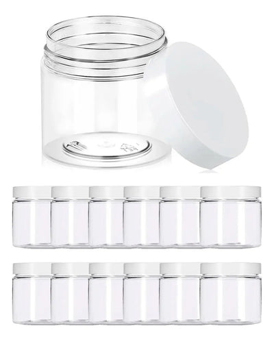 Pack De 12 Frascos De Plástico Con Tapa Rosca Blanca 170ml