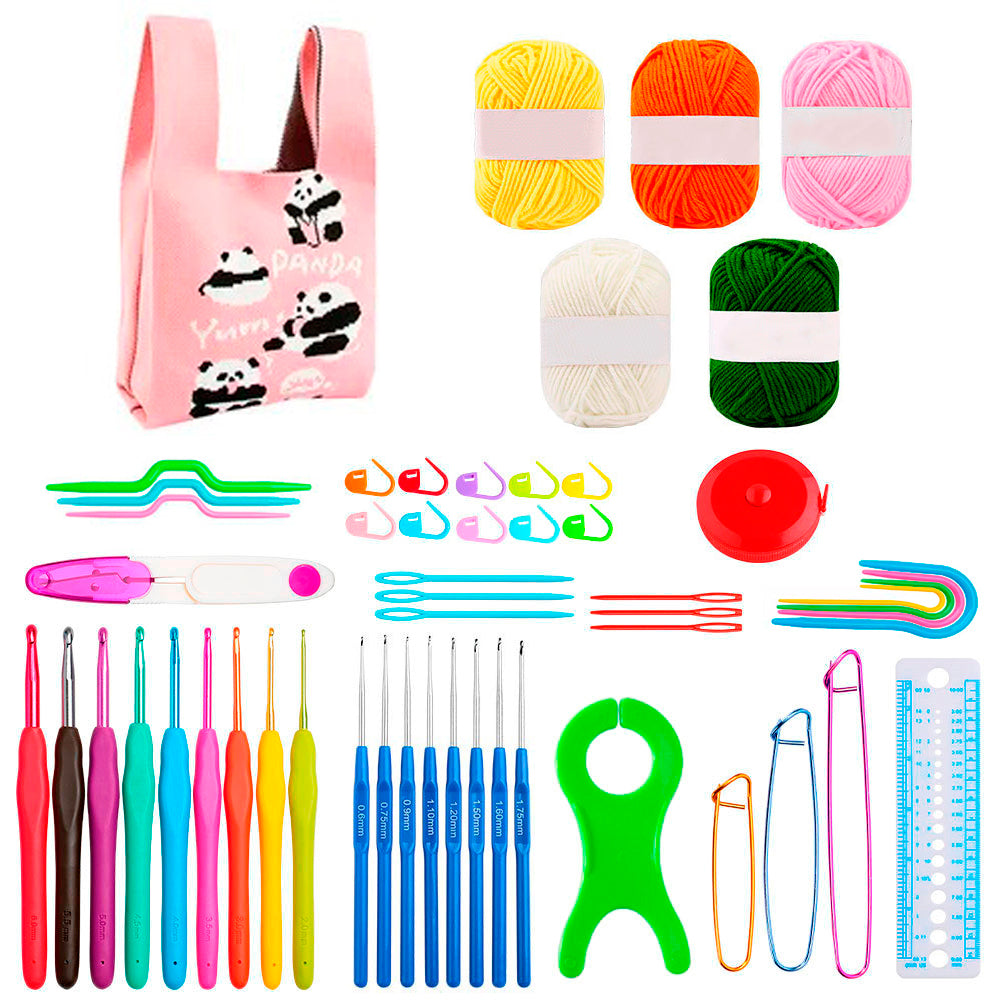 Set de Crochet con Lanas y Accesorios – Con Bolsito Organizador