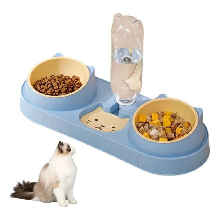 Bebedero Y Comedero Plato Doble Para Mascotas Perro Gato - Baúl de Ayün