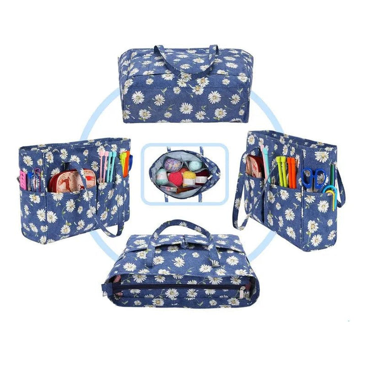 Bolso Cartera Porta Tejido Lanas Palillos Y Crochet - Flores - Baúl de Ayün