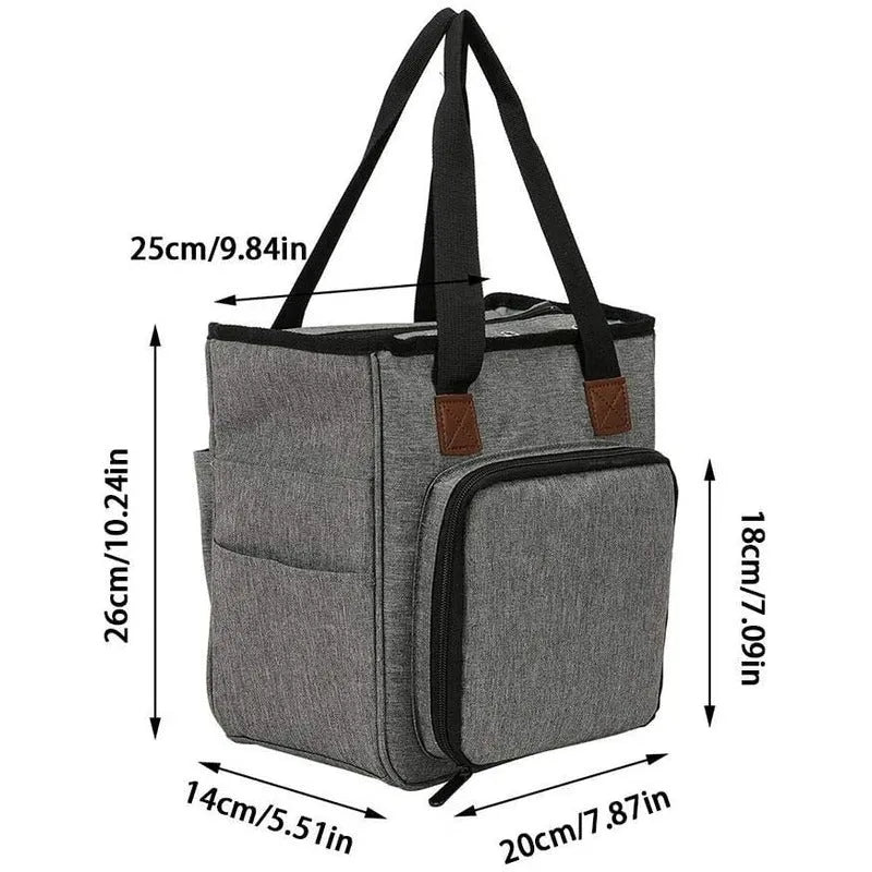 Bolso Gris Porta Tejidos Lanas Palillos Crochet - Baúl de Ayün