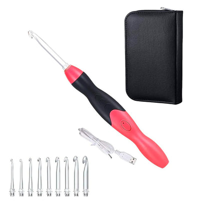 Set De Crochet Con Luz Led 9 Cabezales Recargable Por Usb