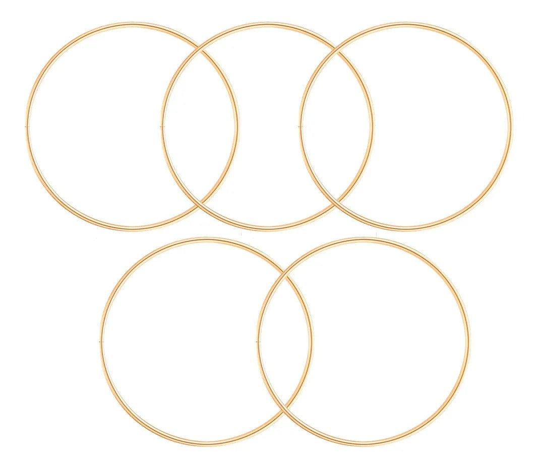 Argollas doradas 16 cm – pack de 5 para macramé grande