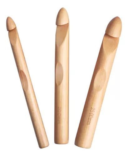 Ganchillos de madera jumbo – set de 3 tamaños grandes