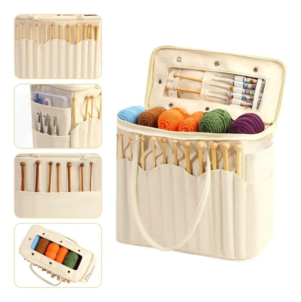 Bolso Organizador Para Tejido Lanas Y Accesorios Para Tejer