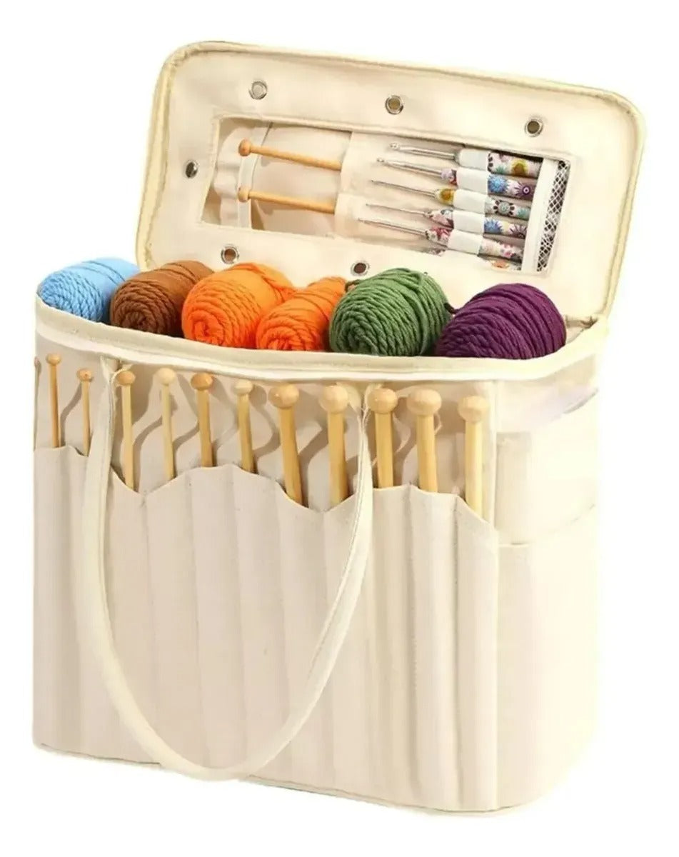Bolso Organizador Para Tejido Lanas Y Accesorios Para Tejer