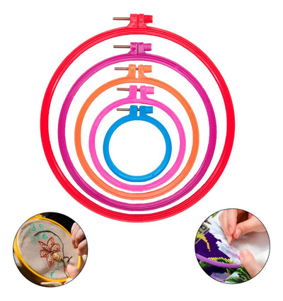 Set De 5 Bastidores De Plastico Colores Para Bordado Bordar