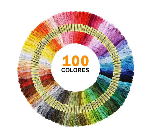 Set 100 Hilos Para Bordar 100 Colores