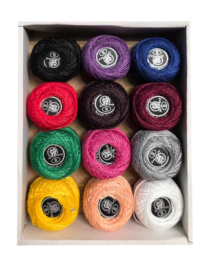 Set de 12 Hilos Perle Para Bordado En Caja