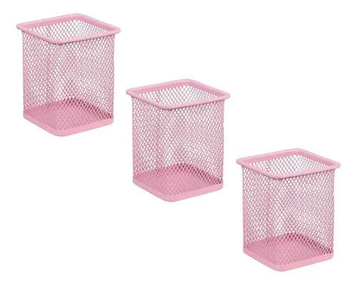 Pack 3 Porta Lapices Organizador Multiuso Metálico Canasto - Baúl de Ayün