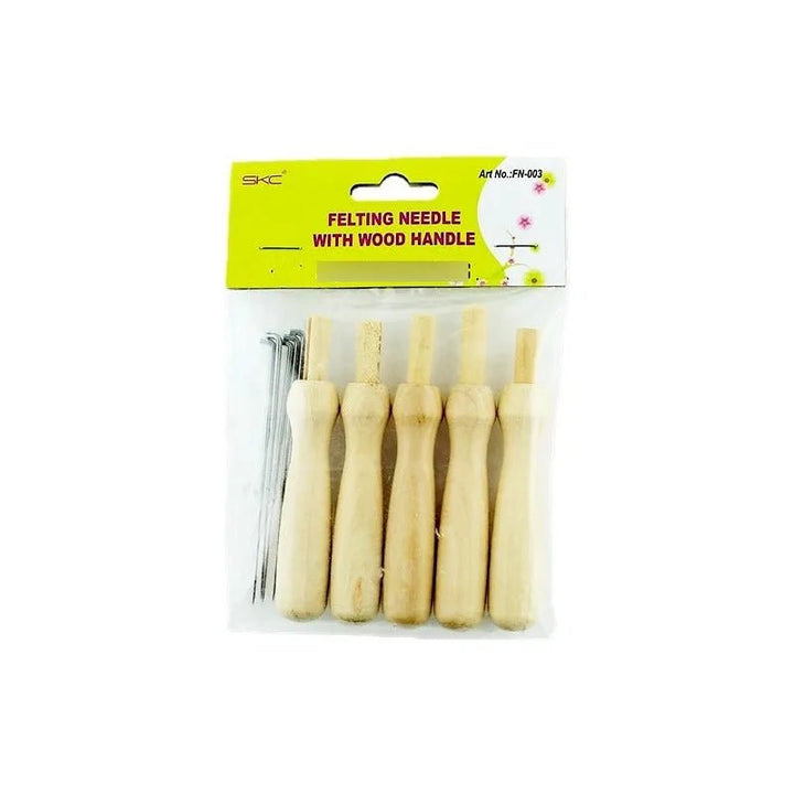 Pack 5 Agujas Para Fieltro Vellon Con Mango De Madera - Baúl de Ayün