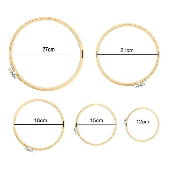Pack De 5 Bastidores De Madera Para Bordado 12 15 19 23 27cm - Baúl de Ayün