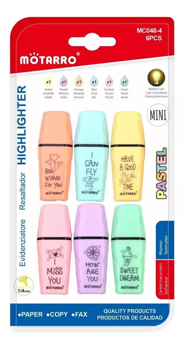 Pack De 6 Mini Destacadores En Colores Pasteles - Baúl de Ayün