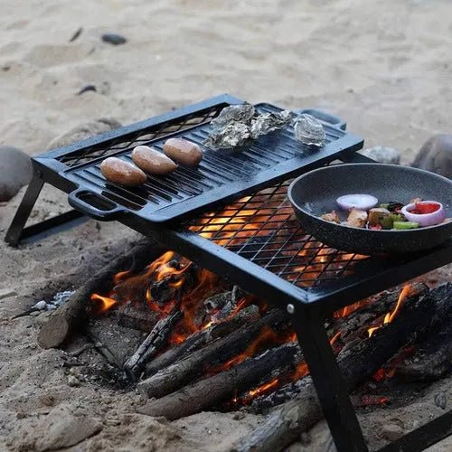 Plancha Reversible Churrasquera De Hierro Fundido 50x24cm - Baúl de Ayün