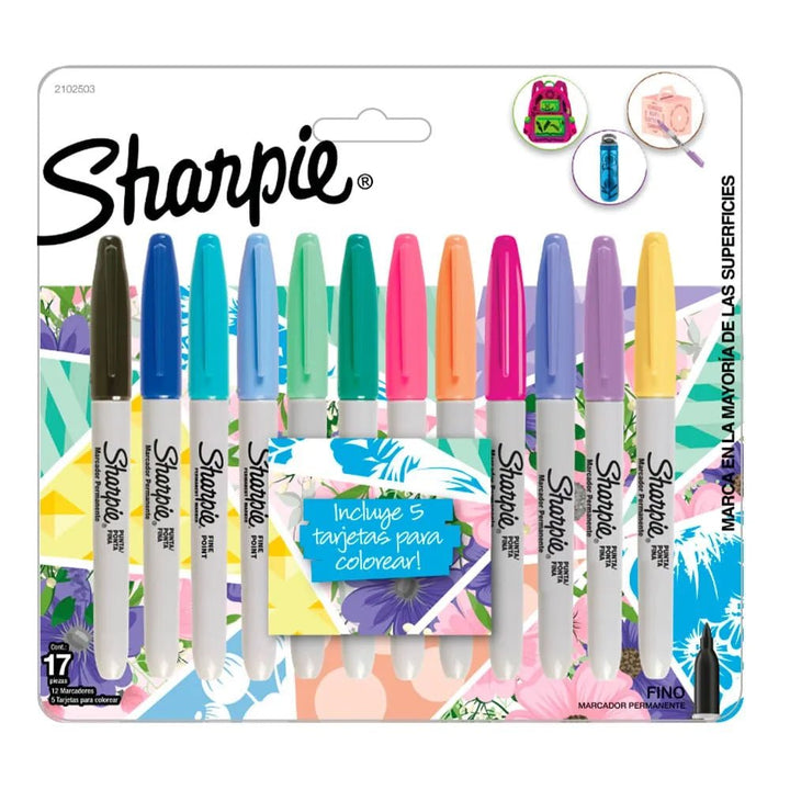 Set 12 Marcadores Sharpie tropical punta fina - Baúl de Ayün