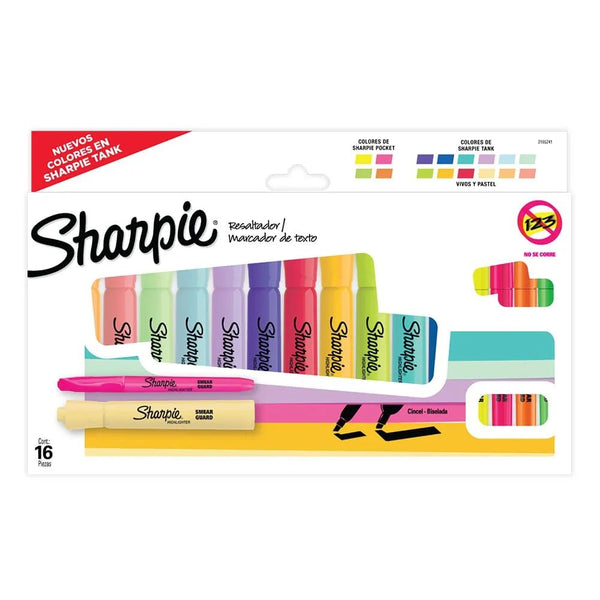 Set 16 Destacadores Sharpie Tank y Pocket Tonos Pasteles - Baúl de Ayün