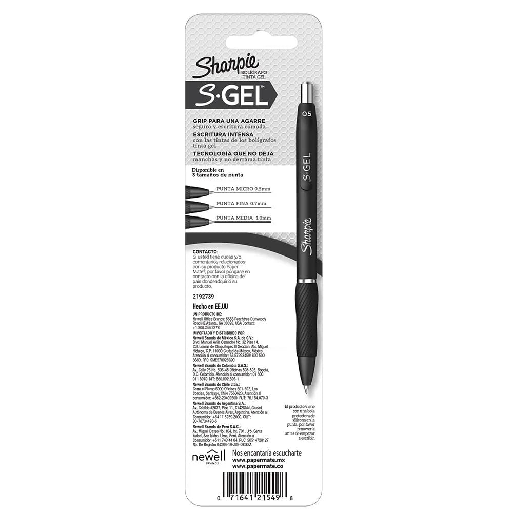 Set 2 Bolígrafos gel Sharpie fashion 0.7mm tinta negra - Baúl de Ayün