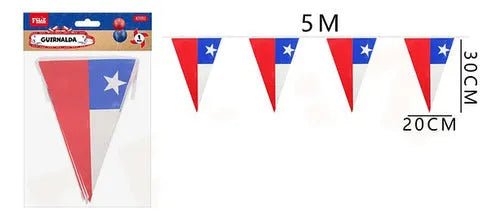 Set 2 Guirnaldas Fiestas Patrias Bandera Triangulo 5 Metros - Baúl de Ayün