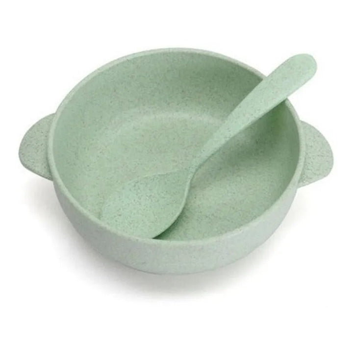 Set 2 Platos Bowl + Cuchara De Fibra De Bambú Para Bebé - Baúl de Ayün