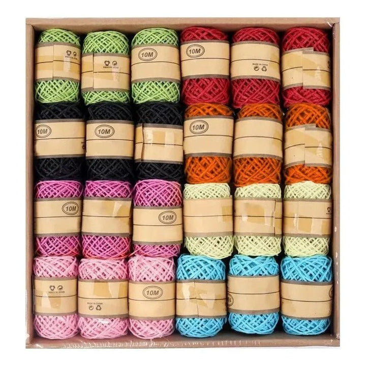 Set 24 Rollos Cuerda Rafia Papel 10mts Para Manualidades - Baúl de Ayün