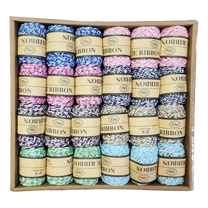 Set 24 Rollos Cuerda Rafia Papel 10mts Para Manualidades - Baúl de Ayün