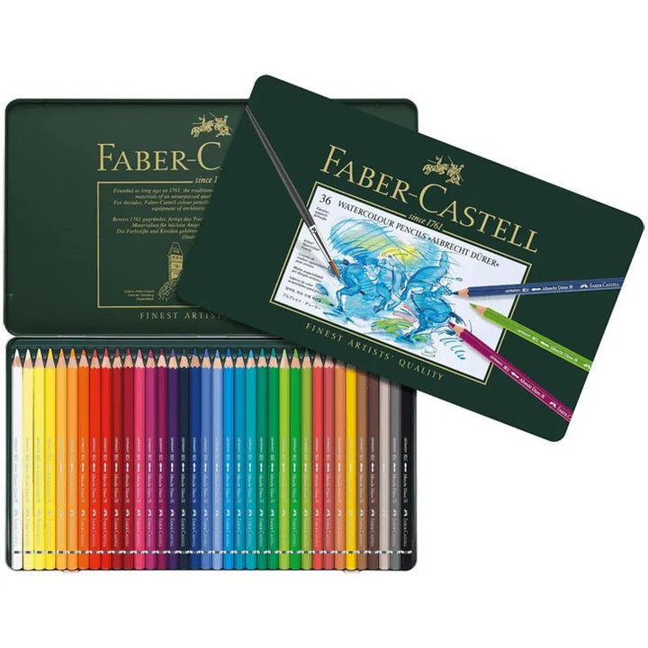 Set 36 lápices acuarelables Albrecht Dürer + Estuche de metal Faber Castell - Baúl de Ayün