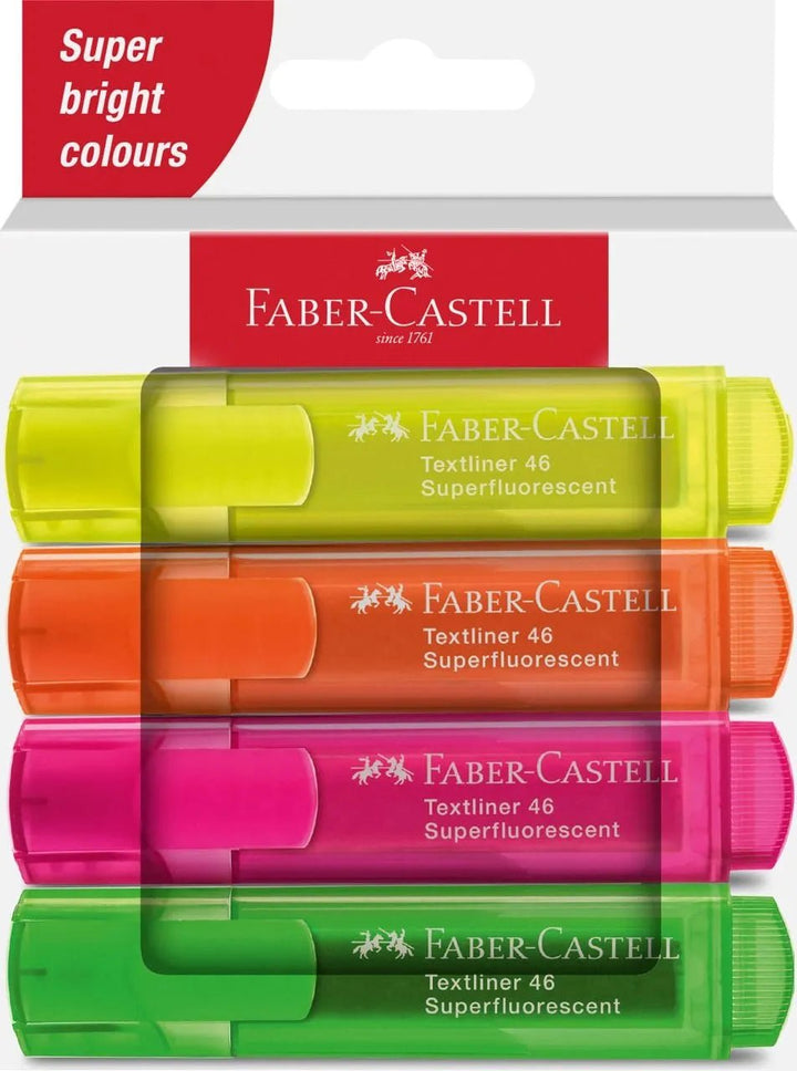 Set 4 Destacadores Faber - Castell TL 46 Fluor - Baúl de Ayün