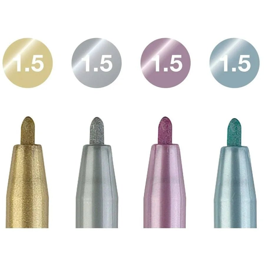 Set 4 marcadores metálicos Pitt Artist Pen Metallic Lettering Faber Castell - Baúl de Ayün