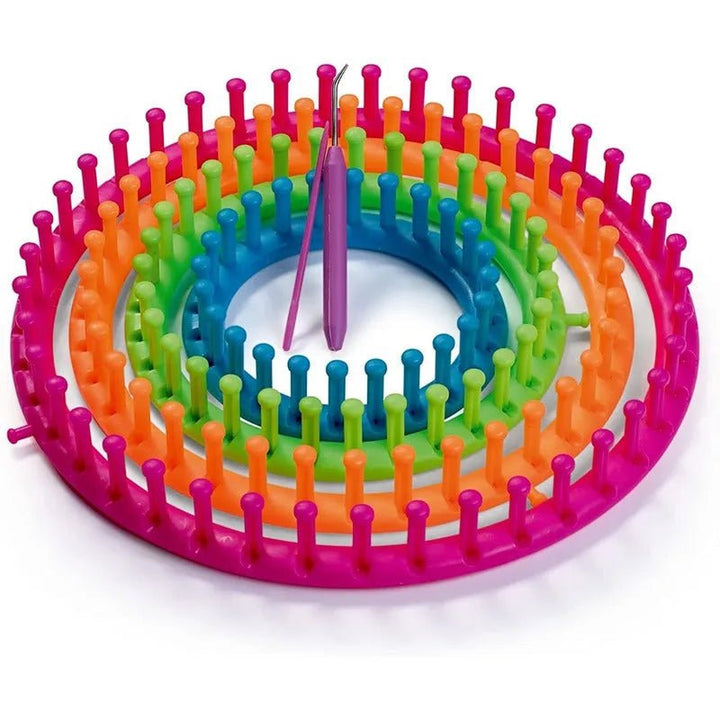 Set 4 Telares Circulares Con Aguja Y Ganchillo + Pomponeras - Baúl de Ayün