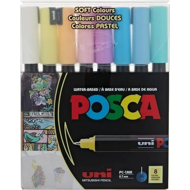 Set 8 Marcadores POSCA 1MR 0.7mm - Colores pastel - Baúl de Ayün
