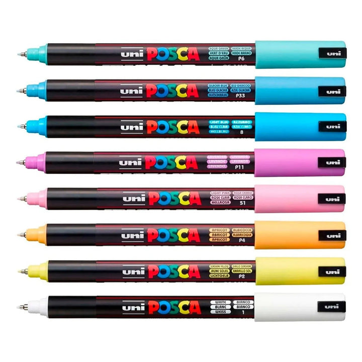 Set 8 Marcadores POSCA 1MR 0.7mm - Colores pastel - Baúl de Ayün