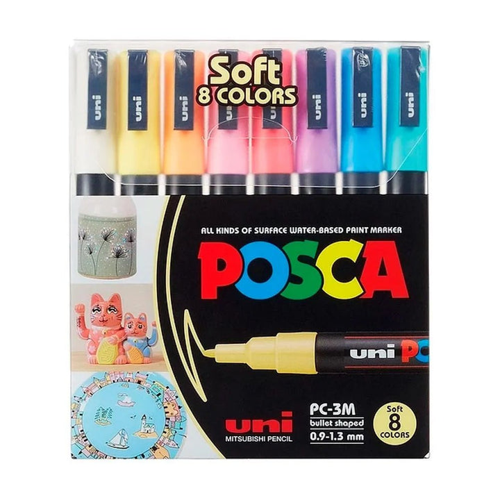 Set 8 Marcadores POSCA 3M - 8 Colores pasteles 0.9 a 1.3mm - Baúl de Ayün