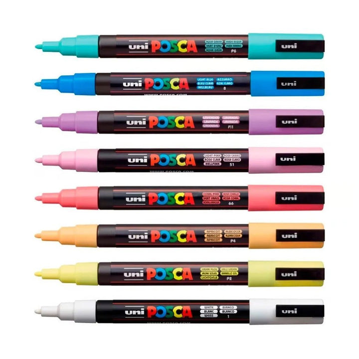Set 8 Marcadores POSCA 3M - 8 Colores pasteles 0.9 a 1.3mm - Baúl de Ayün