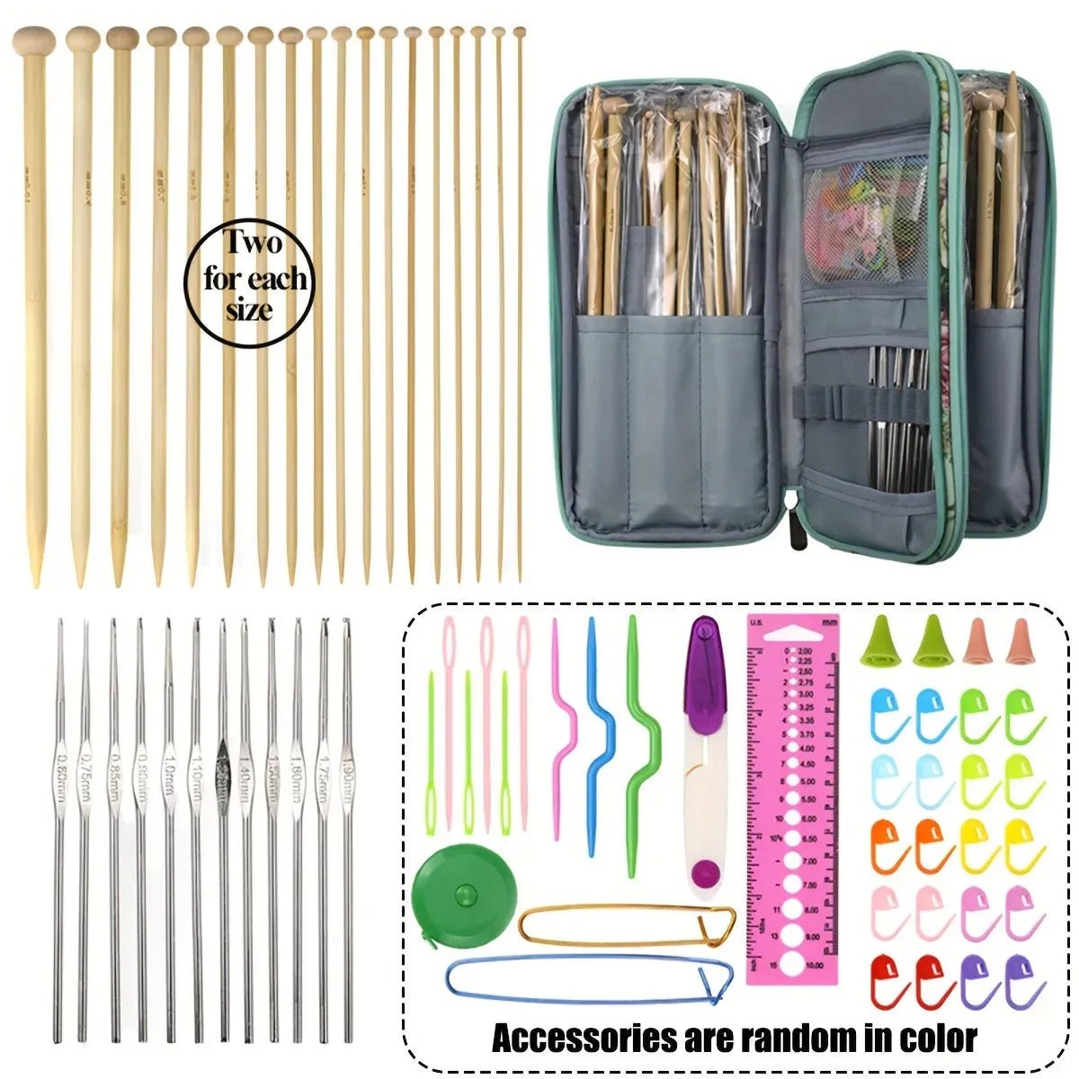 Set Completo Para Tejer Palillos Crochet Y Accesorios - Baúl de Ayün