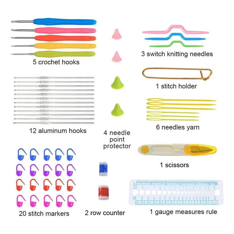 Set Completo Para Tejer Palillos Crochet Y Accesorios - Baúl de Ayün