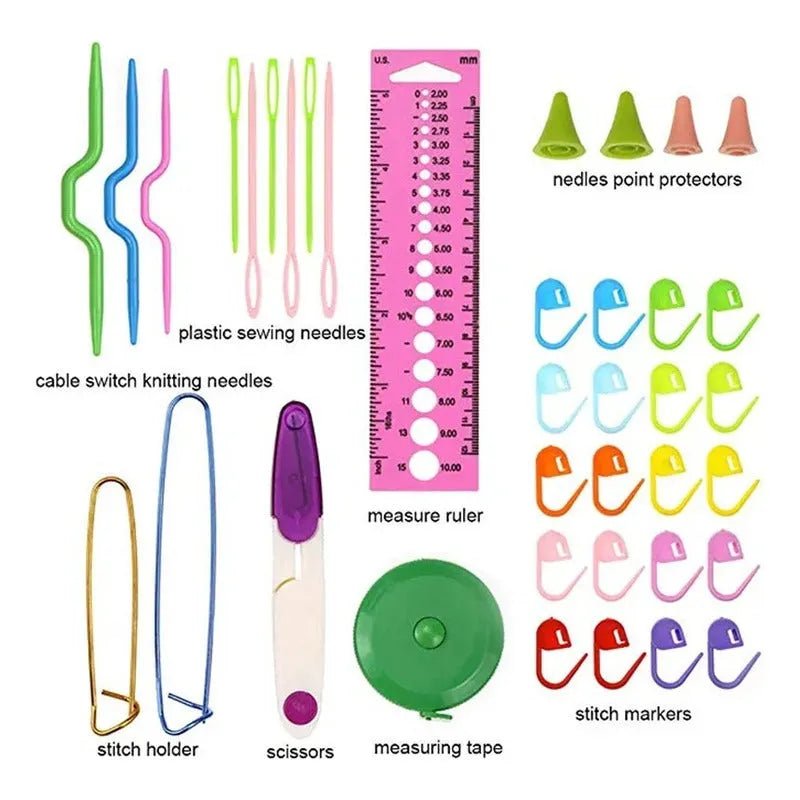 Set Completo Para Tejer Palillos Crochet Y Accesorios 70 Pcs - Baúl de Ayün
