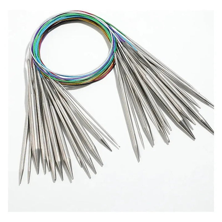 Set De 14 Palillos Circulares De Acero Inoxidable Y Bolsito - Baúl de Ayün