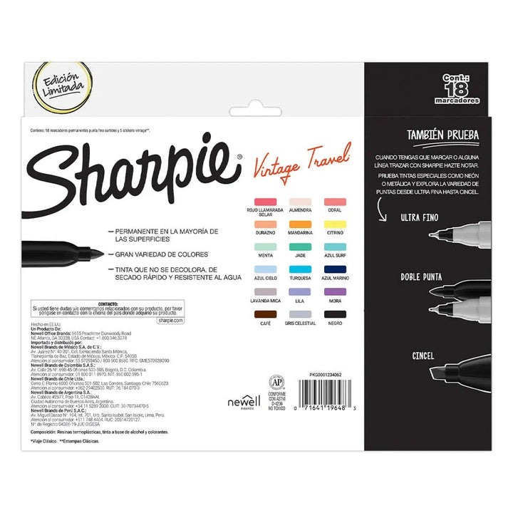 Set de 18 marcadores Sharpie vintage punta fina - Baúl de Ayün
