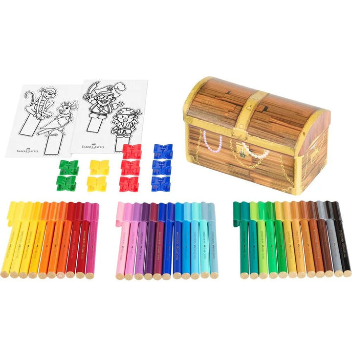 Set de 33 Marcadores Connector Cofre del tesoro metálico Faber Castell - Baúl de Ayün
