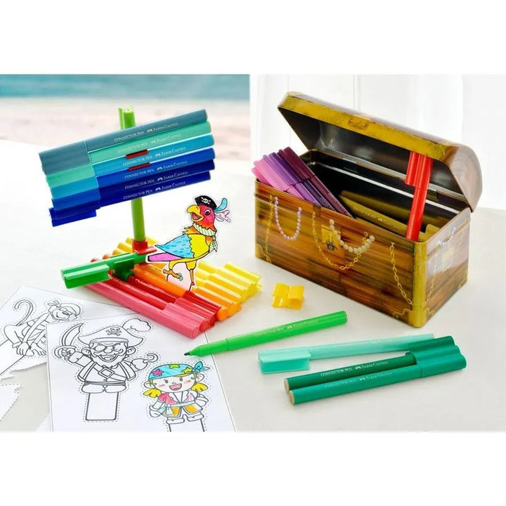 Set de 33 Marcadores Connector Cofre del tesoro metálico Faber Castell - Baúl de Ayün