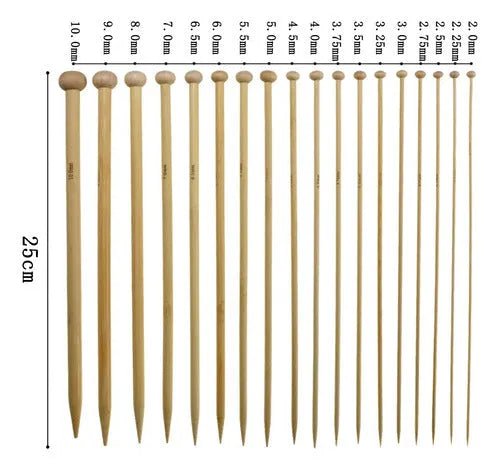 Set De 36 Palillos De Madera Para Tejer 25cm Largo - Bambu - Baúl de Ayün