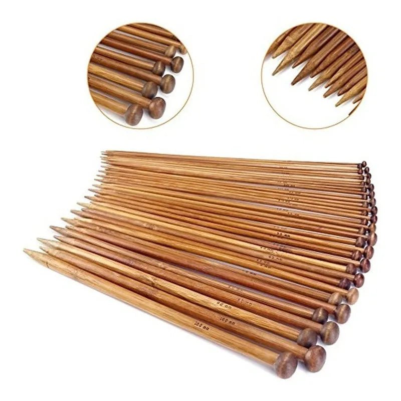 Set De 36 Palillos Rectos De Bambu Para Tejer - 35cm - Baúl de Ayün