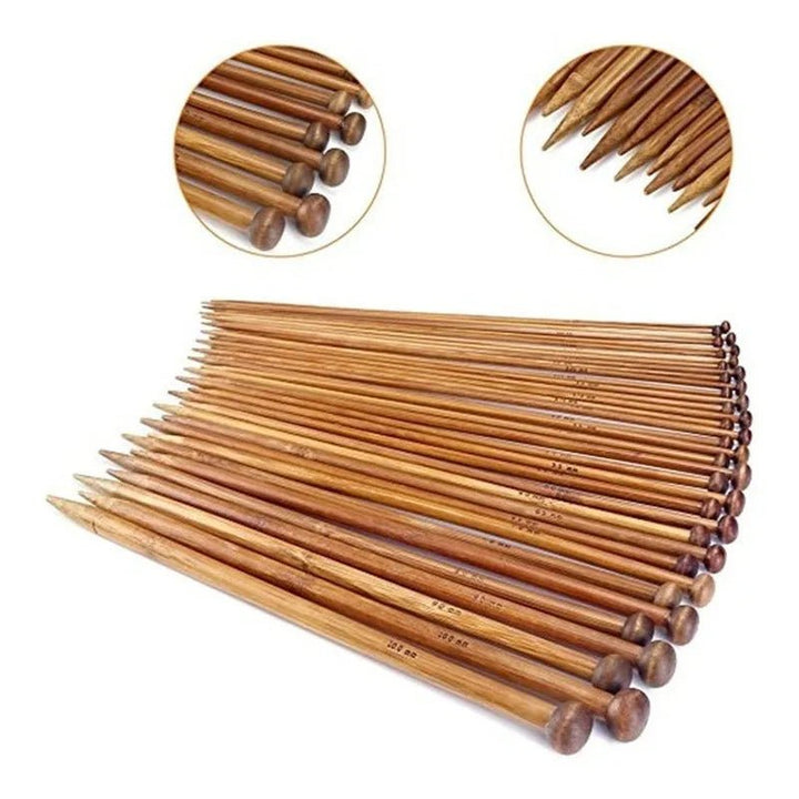 Set De 36 Palillos Rectos De Bambu Para Tejer - 35cm - Baúl de Ayün