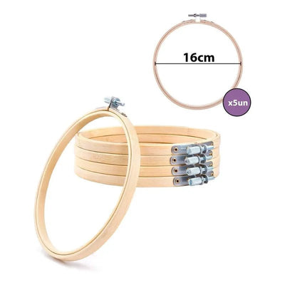 Set De 5 Bastidores De Madera Bambu Para Bordado 16 Cm X 5un - Baúl de Ayün