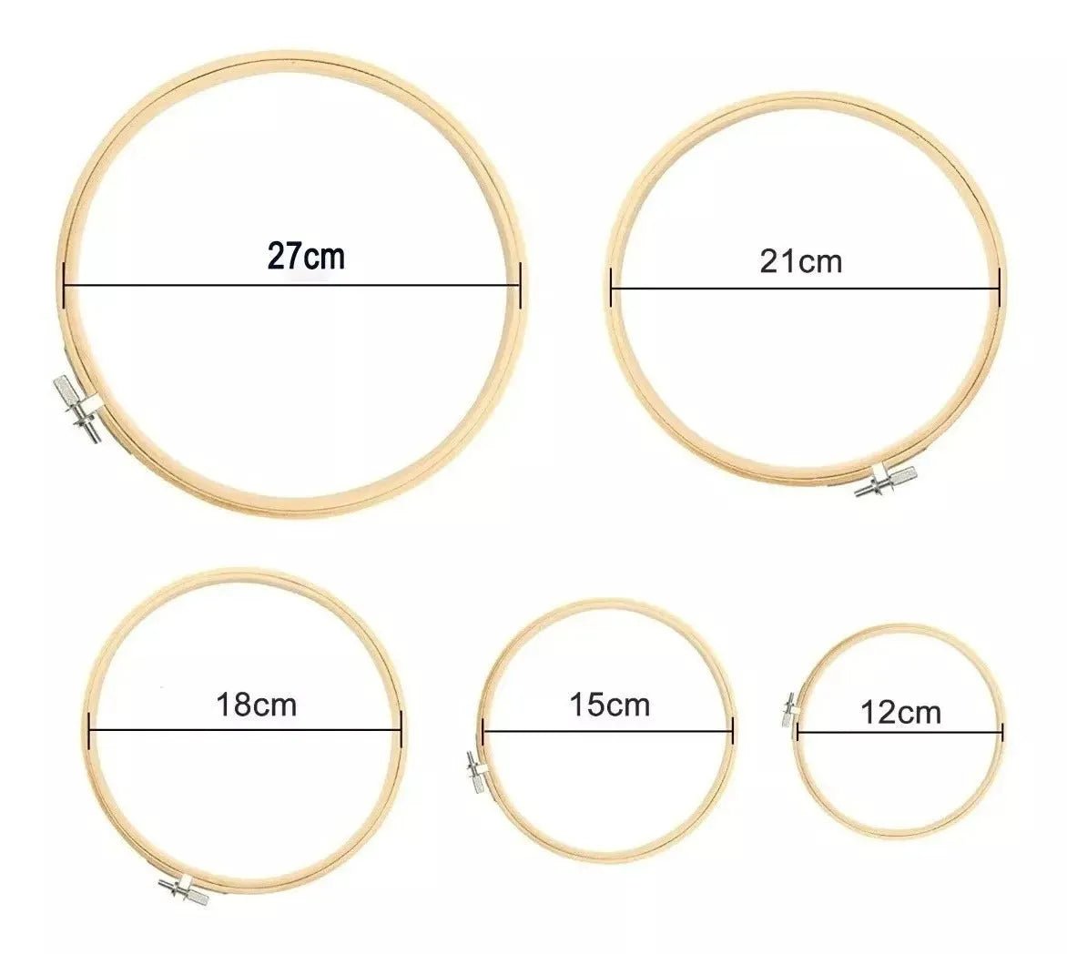 Set De 5 Bastidores De Madera Para Bordado 12 a 27cm - Baúl de Ayün